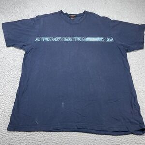 Vintage Eddie Bauer Sport Shirt Mens XL Blue Hawaiian‎ Floral Stripe Surf USA